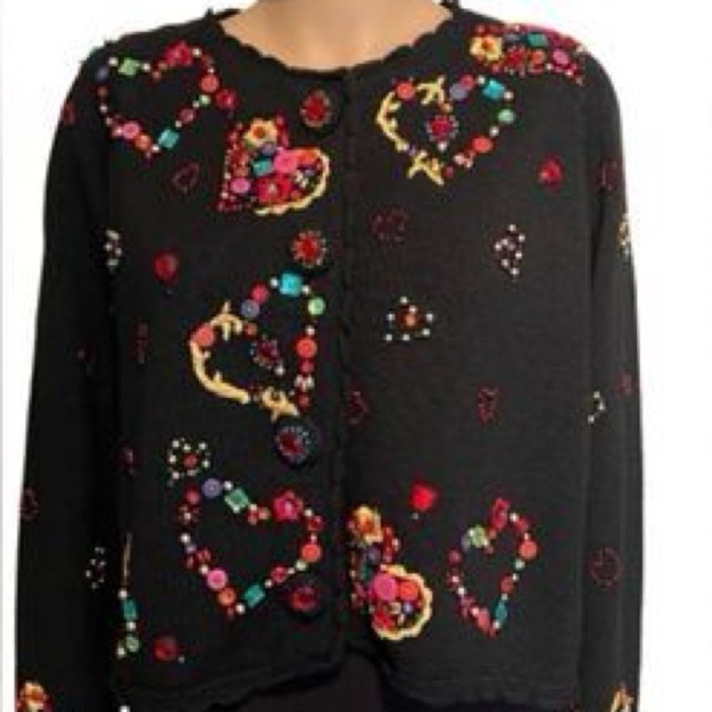 Vintage Michael Simon Valentine’s Day Hearts Cardigan - Women’s Large